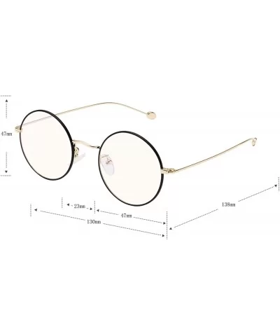 Glasses Clear Oversized Eyelasses Anti Blue - Black-gold - CR18SXN9NK2 $12.19 Round