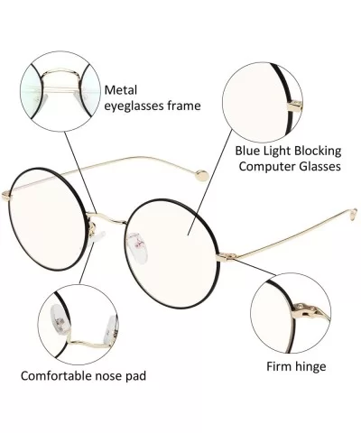 Glasses Clear Oversized Eyelasses Anti Blue - Black-gold - CR18SXN9NK2 $12.19 Round