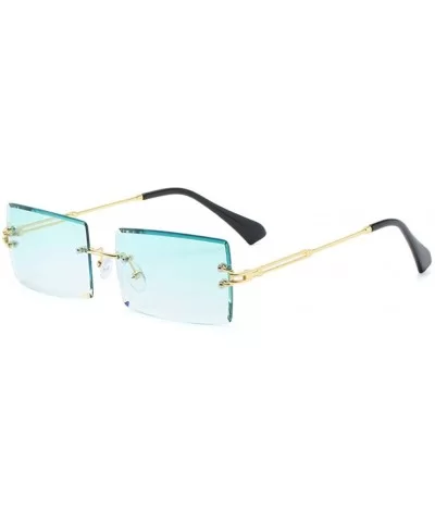 Hip Hop Rimless Sunglasses Women Men Rectangular Sun Glasses Sunglass Streetwear Eyewear - Blue - C318Y8E28UO $23.45 Semi-rim...