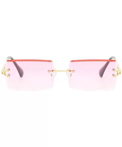 Hip Hop Rimless Sunglasses Women Men Rectangular Sun Glasses Sunglass Streetwear Eyewear - Blue - C318Y8E28UO $23.45 Semi-rim...