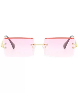 Hip Hop Rimless Sunglasses Women Men Rectangular Sun Glasses Sunglass Streetwear Eyewear - Blue - C318Y8E28UO $23.45 Semi-rim...