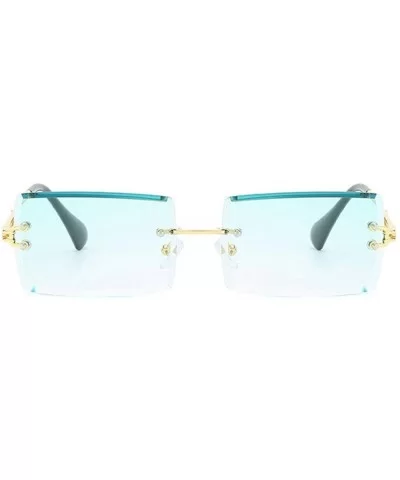 Hip Hop Rimless Sunglasses Women Men Rectangular Sun Glasses Sunglass Streetwear Eyewear - Blue - C318Y8E28UO $23.45 Semi-rim...