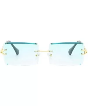 Hip Hop Rimless Sunglasses Women Men Rectangular Sun Glasses Sunglass Streetwear Eyewear - Blue - C318Y8E28UO $23.45 Semi-rim...