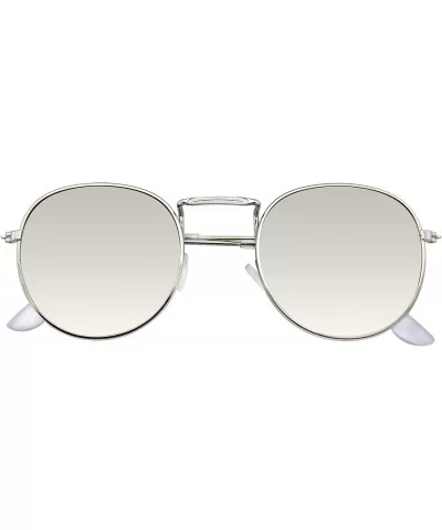 New Fashion Men Women's Round Sunglasses Vintage Retro Mirror Glasses - Silver - C318TTDTQ4M $7.93 Rimless