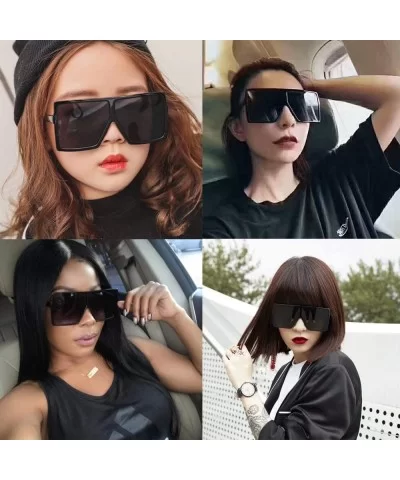 Oversized Sunglasses for Women Square Shield Plastic Frame 100% UV400 Protection - CH18S8LL20I $5.86 Shield