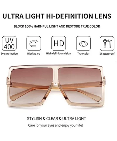 Oversized Sunglasses for Women Square Shield Plastic Frame 100% UV400 Protection - CH18S8LL20I $5.86 Shield