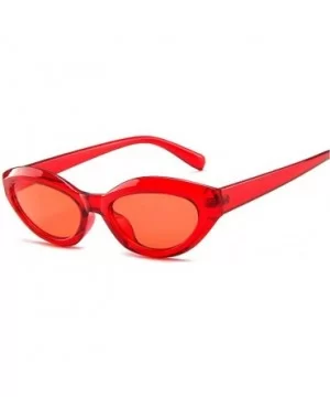 Fashion New Lady Cat Glasses small Oval Full Frame Stylish Unisex UV400 Sunglasses - Red - C718QHSHE7M $7.11 Oval