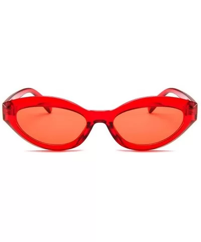 Fashion New Lady Cat Glasses small Oval Full Frame Stylish Unisex UV400 Sunglasses - Red - C718QHSHE7M $7.11 Oval