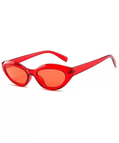 Fashion New Lady Cat Glasses small Oval Full Frame Stylish Unisex UV400 Sunglasses - Red - C718QHSHE7M $7.11 Oval