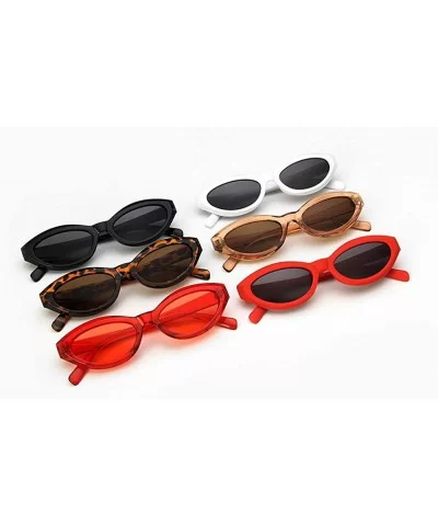 Fashion New Lady Cat Glasses small Oval Full Frame Stylish Unisex UV400 Sunglasses - Red - C718QHSHE7M $7.11 Oval