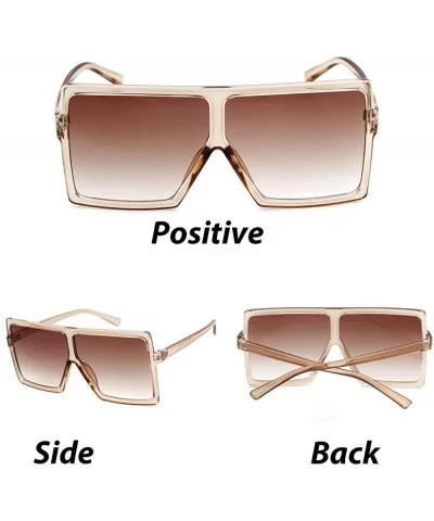 Oversized Sunglasses for Women Square Shield Plastic Frame 100% UV400 Protection - CH18S8LL20I $5.86 Shield