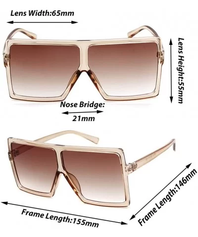 Oversized Sunglasses for Women Square Shield Plastic Frame 100% UV400 Protection - CH18S8LL20I $5.86 Shield