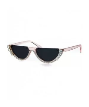 Rhinestone Tennis Iced Chain Crop Flat Top Cat Eye Goth Sunglasses - Pink - CH18H9T86SZ $9.61 Cat Eye