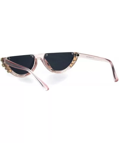 Rhinestone Tennis Iced Chain Crop Flat Top Cat Eye Goth Sunglasses - Pink - CH18H9T86SZ $9.61 Cat Eye