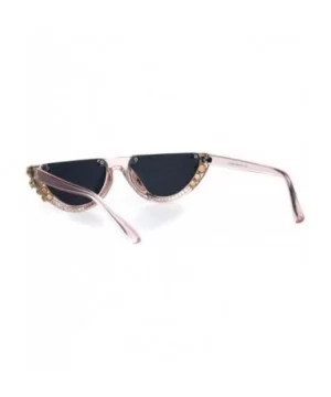 Rhinestone Tennis Iced Chain Crop Flat Top Cat Eye Goth Sunglasses - Pink - CH18H9T86SZ $9.61 Cat Eye