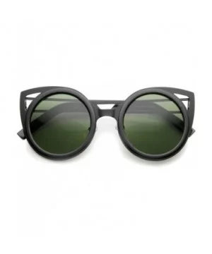 Womens Two-Toned Metal Cutout Round Cat Eye Sunglasses 50mm - Shiny Black-black / Green - CI12H0L01HP $5.79 Cat Eye