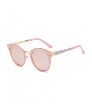 Fashion Designer Polarized Round Cateye Sunglasses for Women - Gold & Silver / Peach - C017XQ6W7E0 $12.29 Oversized