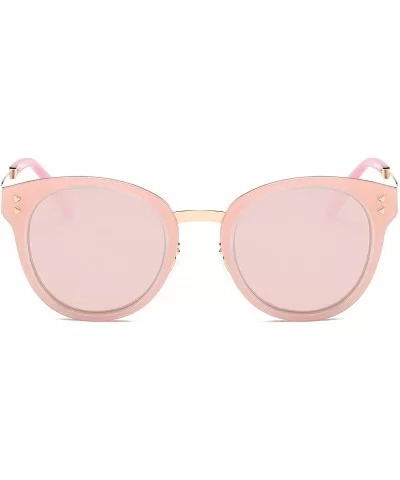 Fashion Designer Polarized Round Cateye Sunglasses for Women - Gold & Silver / Peach - C017XQ6W7E0 $12.29 Oversized