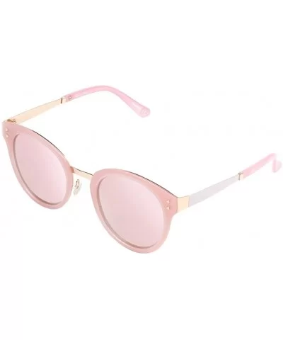 Fashion Designer Polarized Round Cateye Sunglasses for Women - Gold & Silver / Peach - C017XQ6W7E0 $12.29 Oversized