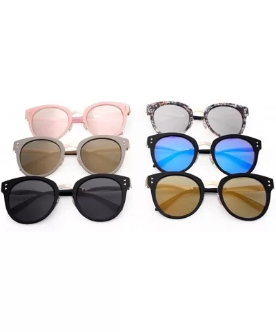 Fashion Designer Polarized Round Cateye Sunglasses for Women - Gold & Silver / Peach - C017XQ6W7E0 $12.29 Oversized