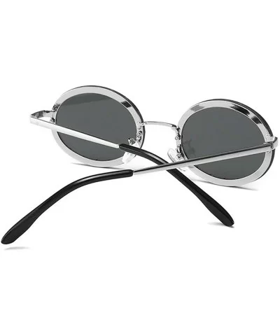 2019 new retro round diamond female diamond brand luxury trend oval sunglasses - Silver&black - CH18T7NLA3X $12.26 Oval