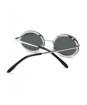 2019 new retro round diamond female diamond brand luxury trend oval sunglasses - Silver&black - CH18T7NLA3X $12.26 Oval