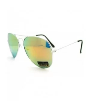 Mens Color Mirror Color Mirror Len Tear Drop Wire Rim Aviator Sunglasses Silver Orange - CP11LXHTKQL $8.27 Aviator