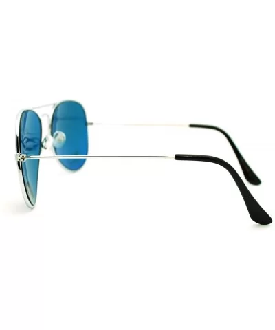 Mens Color Mirror Color Mirror Len Tear Drop Wire Rim Aviator Sunglasses Silver Orange - CP11LXHTKQL $8.27 Aviator