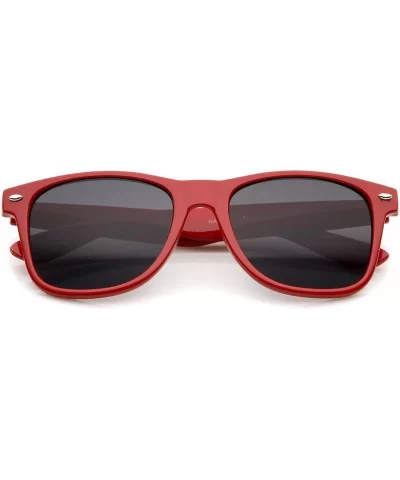 Classic 80's Retro Colored Frame Wide Temples Horn Rimmed Sunglasses 54mm - Red / Smoke - C512KRZCJLH $6.14 Wayfarer