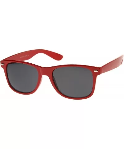 Classic 80's Retro Colored Frame Wide Temples Horn Rimmed Sunglasses 54mm - Red / Smoke - C512KRZCJLH $6.14 Wayfarer