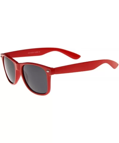 Classic 80's Retro Colored Frame Wide Temples Horn Rimmed Sunglasses 54mm - Red / Smoke - C512KRZCJLH $6.14 Wayfarer