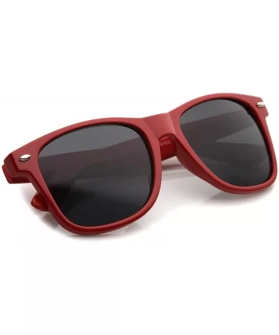 Classic 80's Retro Colored Frame Wide Temples Horn Rimmed Sunglasses 54mm - Red / Smoke - C512KRZCJLH $6.14 Wayfarer