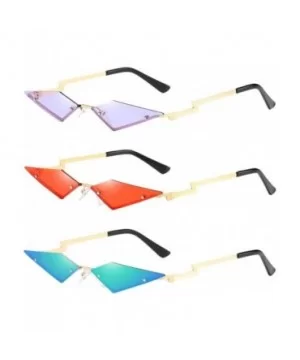 3 Pack Punk Rock Cat Eye Sunglasses Rimless Sun Glasses Party Eyewear Streetwear - CT190C3OLOH $12.73 Rimless