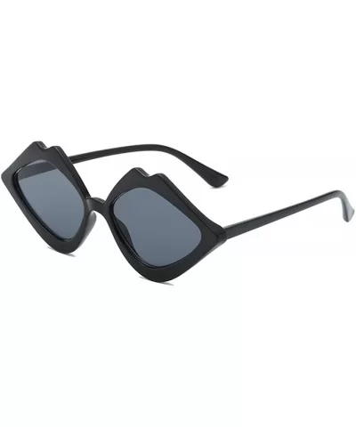 Fashion Lips Frame Oversized Plastic Lenses Sunglasses for Women UV400 - Black Gray - C918NS7Z03M $7.40 Oversized