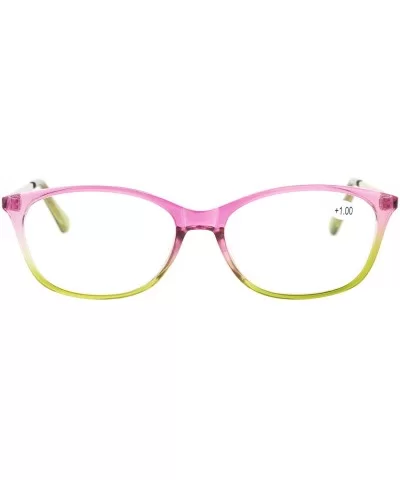 Womens +1.0 Classic Narrow Rectangular Plastic Reading Glasses - Pink Green - CT12O2ATFLZ $7.74 Rectangular