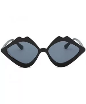 Fashion Lips Frame Oversized Plastic Lenses Sunglasses for Women UV400 - Black Gray - C918NS7Z03M $7.40 Oversized