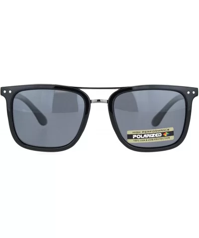 Polarized Mens Luxury Designer Rectangular Fashion Sunglasses - Shiny Black Gunmetal Black - CL18NKWCOCK $7.47 Rectangular