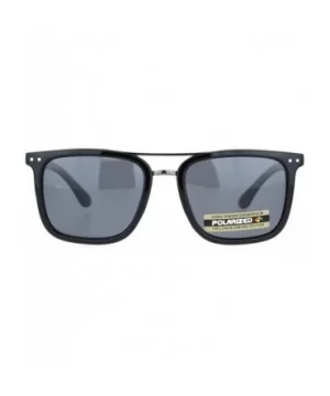 Polarized Mens Luxury Designer Rectangular Fashion Sunglasses - Shiny Black Gunmetal Black - CL18NKWCOCK $7.47 Rectangular