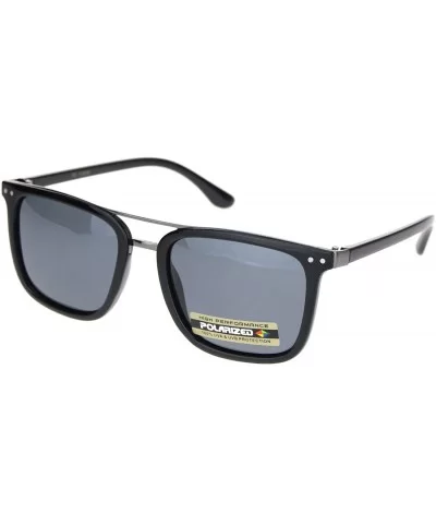 Polarized Mens Luxury Designer Rectangular Fashion Sunglasses - Shiny Black Gunmetal Black - CL18NKWCOCK $7.47 Rectangular