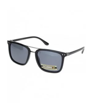 Polarized Mens Luxury Designer Rectangular Fashion Sunglasses - Shiny Black Gunmetal Black - CL18NKWCOCK $7.47 Rectangular