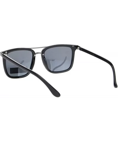 Polarized Mens Luxury Designer Rectangular Fashion Sunglasses - Shiny Black Gunmetal Black - CL18NKWCOCK $7.47 Rectangular