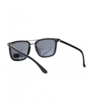 Polarized Mens Luxury Designer Rectangular Fashion Sunglasses - Shiny Black Gunmetal Black - CL18NKWCOCK $7.47 Rectangular