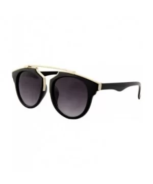 Sunglasses for Women Round Gold Accent Frame Sunglasses Mirrored Lens - Black Frame/ Smoke Lens - C718GSR07O8 $9.42 Round