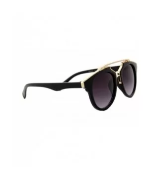 Sunglasses for Women Round Gold Accent Frame Sunglasses Mirrored Lens - Black Frame/ Smoke Lens - C718GSR07O8 $9.42 Round