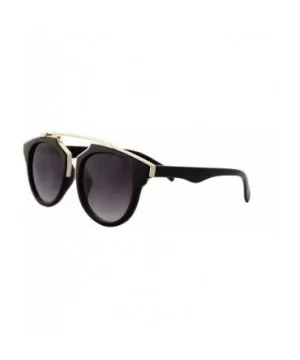 Sunglasses for Women Round Gold Accent Frame Sunglasses Mirrored Lens - Black Frame/ Smoke Lens - C718GSR07O8 $9.42 Round