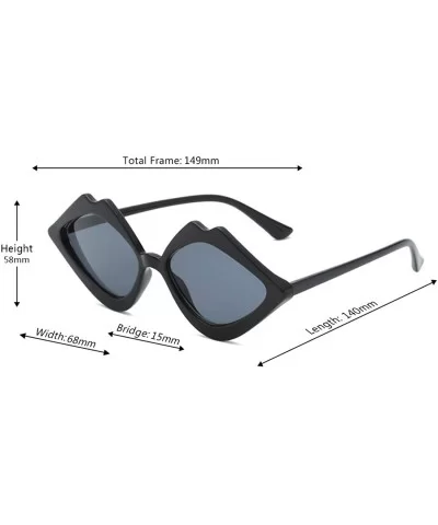 Fashion Lips Frame Oversized Plastic Lenses Sunglasses for Women UV400 - Black Gray - C918NS7Z03M $7.40 Oversized