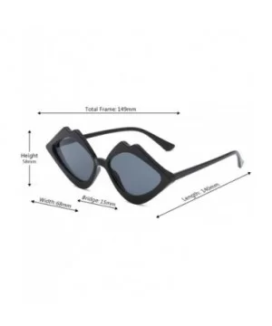 Fashion Lips Frame Oversized Plastic Lenses Sunglasses for Women UV400 - Black Gray - C918NS7Z03M $7.40 Oversized