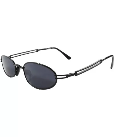 Vintage 80s Old School Funky Unisex Round Oval Sunglasses - Black - CF18SY3T0C6 $13.96 Oval