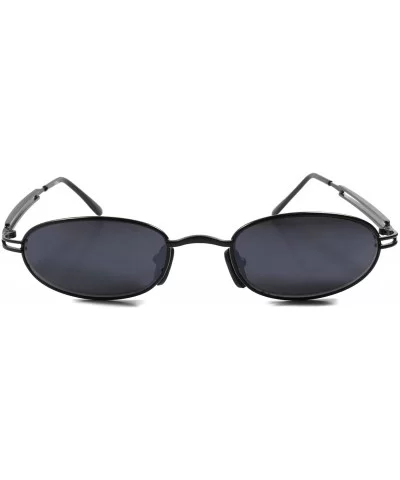 Vintage 80s Old School Funky Unisex Round Oval Sunglasses - Black - CF18SY3T0C6 $13.96 Oval