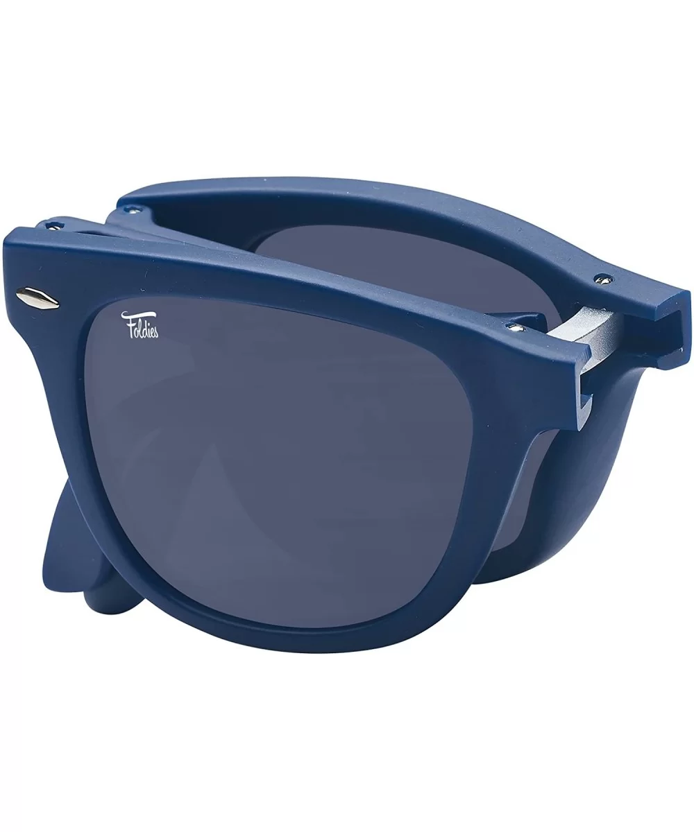 Classic Polarized Folding Sunglasses With Premium Cleaning Cloth and Leather Case - Matte Navy - Black - CI18CHEN0K6 $64.95 R...